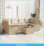 set vrtnih sofa od 7 dijelova s jastučićima bež poli ratan - NOVO