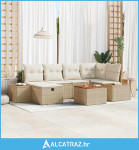 set vrtnog kauča od 7 dijelova s jastučićima bež poliratan - NOVO