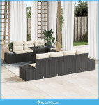 set vrtnog kauča s jastučićima Crni Poli Ratan - NOVO