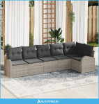 set vrtnog kauča s jastučićima svjetlosive boje poli ratana - NOVO