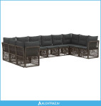 Sjedeća garnitura za vrt 10 pcs Siva poliratan - NOVO