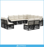 Sjedeća garnitura za vrt 11 pcs Crna poliratan - NOVO