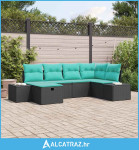 Sjedeća garnitura za vrt 6 kom. Crna poliratan - NOVO