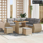 Sjedeća garnitura za vrt 8 pcs Bež i svijetlo siva poliratan