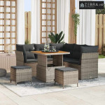 Sjedeća garnitura za vrt 8 pcs Siva Poli ratan i čelik s prahom