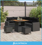 Sjedeća garnitura za vrt s jastukom 8 pcs Crna 80 x 80 x 71 cm - NOVO