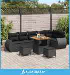 Sjedeća garnitura za vrt s jastukom 9 pcs Crna 80 x 80 x 71 cm - NOVO