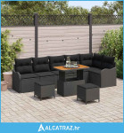 Sjedeća garnitura za vrt s jastukom 9 pcs Crna 90 x 55 x 71 cm - NOVO