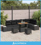 Sjedeća garnitura za vrt s jastukom 9 pcs Crna 90 x 55 x 71 cm - NOVO
