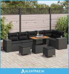 Sjedeća garnitura za vrt s jastukom 9 pcs Crna 90 x 55 x 71 cm - NOVO