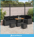 Sjedeća garnitura za vrt s jastukom 9 pcs Crna 90 x 55 x 71 cm - NOVO