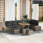 Sjedeća garnitura za vrt s jastukom 9 pcs Siva Poli ratan