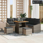 Sjedeća garnitura za vrt s jastukom s pohranom 8 pcs Siva