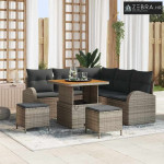 Sjedeća garnitura za vrt s jastukom s pohranom 8 pcs Siva