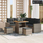 Sjedeća garnitura za vrt s jastukom s pohranom 8 pcs Siva