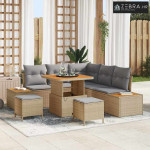 Sjedeća garnitura za vrt s jastukom s pohranom Bež Poli ratan