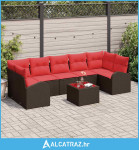 Sjedeća garnitura za vrt Smeđa i crvena 55 x 55 x 37 cm - NOVO