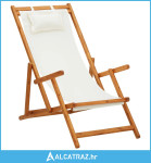 Sklopiva stolica za plažu od drva eukaliptusa i tkanine krem - NOVO