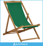 Sklopiva stolica za plažu od masivne tikovine zelena - NOVO