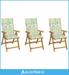 Sklopive vrtne stolice s jastucima 3 kom masivno bagremovo drvo - NOVO