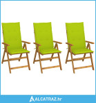 Sklopive vrtne stolice s jastucima 3 kom masivno bagremovo drvo - NOVO