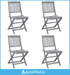 Sklopive vrtne stolice s jastucima 4 kom masivno bagremovo drvo - NOVO