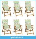 Sklopive vrtne stolice s jastucima 6 kom masivno bagremovo drvo - NOVO