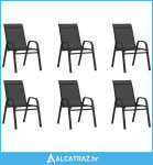 Složive vrtne stolice od tekstilena 6 kom crne - NOVO
