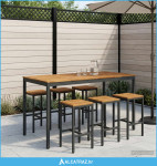 Stol za bar u vrtu NAARDEN Prirodna i crna 180 x 88,5 x 105 cm - NOVO