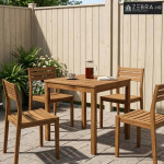 Stol za večeru u vrtu LAREN Prirodna 60 x 60,5 x 75 cm - Prirodna 60 x
