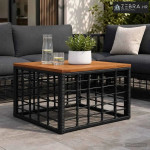 Stol za vrt Crna i prirodna 55 x 55 x 37 cm PE Rattan i Staklo - Crna