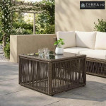 Stol za vrt Siva i crna 55 x 55 x 37 cm PE Rattan i Staklo - Siva Stak