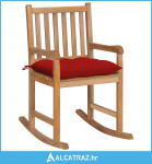Stolica za ljuljanje s crvenim jastukom od masivne tikovine - NOVO