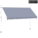 Tenda na ručno uvlačenje 400 cm plavo-bijela prugasta - Plava i bijela