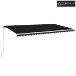 Ručna tenda sa solarnim LED svjetlom 6 x 3 m Antracit - 6 x 3 m Bijela