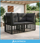 Vanjski loveseat s jastukom 2 pcs Crna i tamno siva poliratan - NOVO