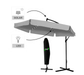 Vanjski suncobran, sivi, LED rasvjeta 3 m