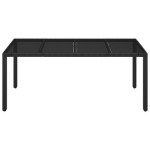vidaXL Vrtni stol sa staklenom pločom crni 190x90x75 cm od poliratana