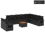 Vrtna garnitura - 11-dijelni set vrtnih sofa od poliratana s jastucima