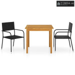 Vrtna garnitura - 3-dijelni vrtni blagovaonski set crni - Crna 2