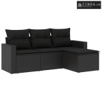 Vrtna garnitura - 4-dijelni set vrtnih sofa od poliratana s jastucima
