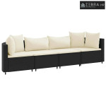Vrtna garnitura - 4-dijelni set vrtnih sofa od poliratana s jastucima
