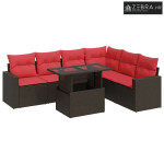 Vrtna garnitura - 7-dijelni set vrtnih sofa poliratan i bagrem s jastu