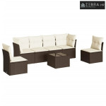 Vrtna garnitura - 7-dijelni set vrtnih sofa od poliratana s jastucima