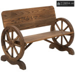 Vrtna klupa za 2 osobe od punog drva, dizajn kotača, nosivost 250 kg,