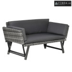 Vrtna sofa od poliratana, dvosjed, sklopiva, nasloni za ruke, čelik, s