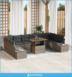 Vrtna sofa set Set od 11 Siva, Tamno siva Ratan, Poliester - NOVO