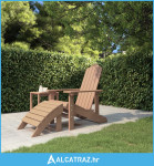 Vrtna stolica Adirondack s osloncem za noge HDPE smeđa - NOVO