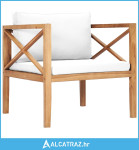 Vrtna stolica s krem jastucima od masivne tikovine - NOVO