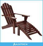Vrtna stolica s otomanom drvena smeđa - NOVO